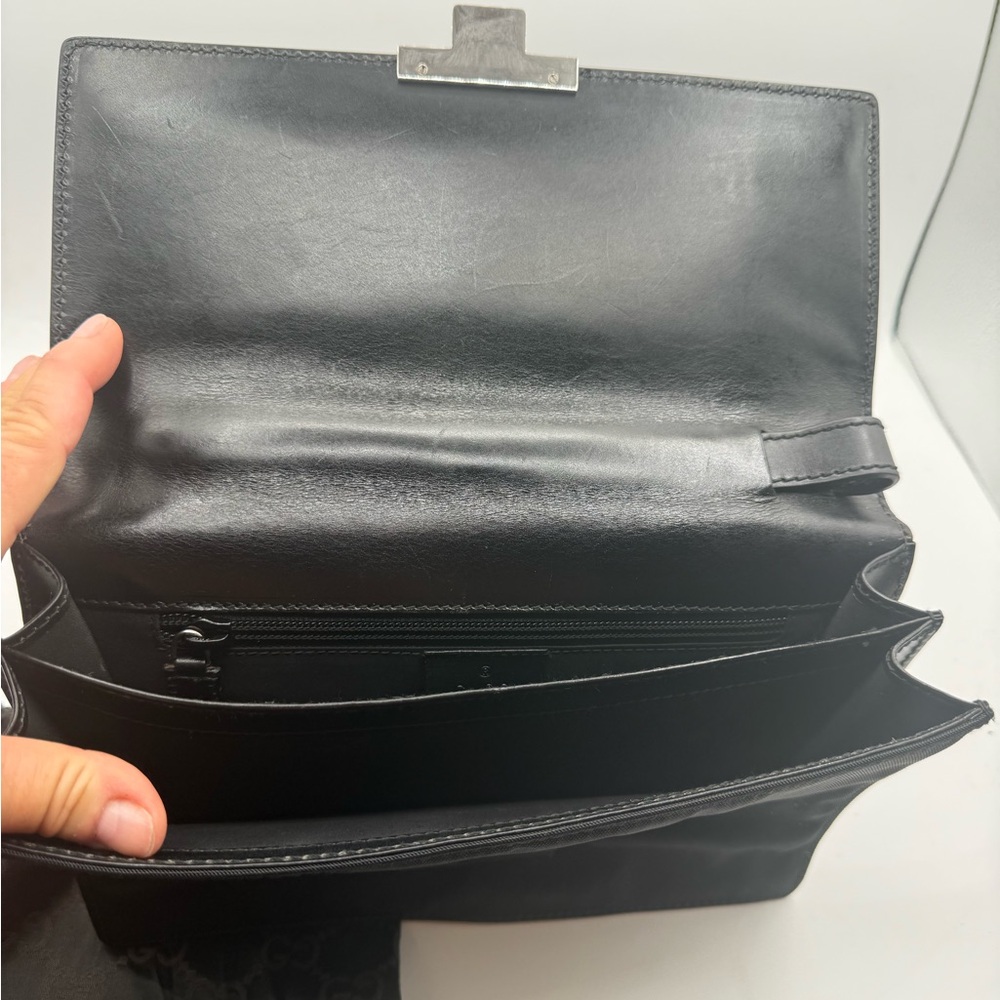 Vintage Gucci black leather and canvas nylon clutch wristlet EUC 🔥🔥 - Picture 14 of 17